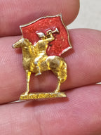 Soviet cavalry horseman bugler badge with red flag