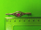 Soviet style silver brooch with red stone, front detail – detail 17