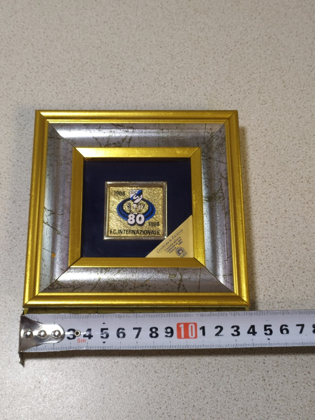Inter Milan 1988 80th Anniversary Framed Gold Leaf Art COA Carter Italy Vintage
