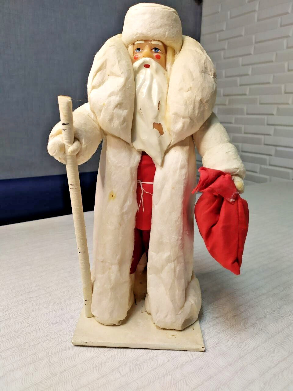 Rare USSR Christmas Toy Ded Moroz 1972 Rivne Toy Factory Ukraine Vintage Paper
