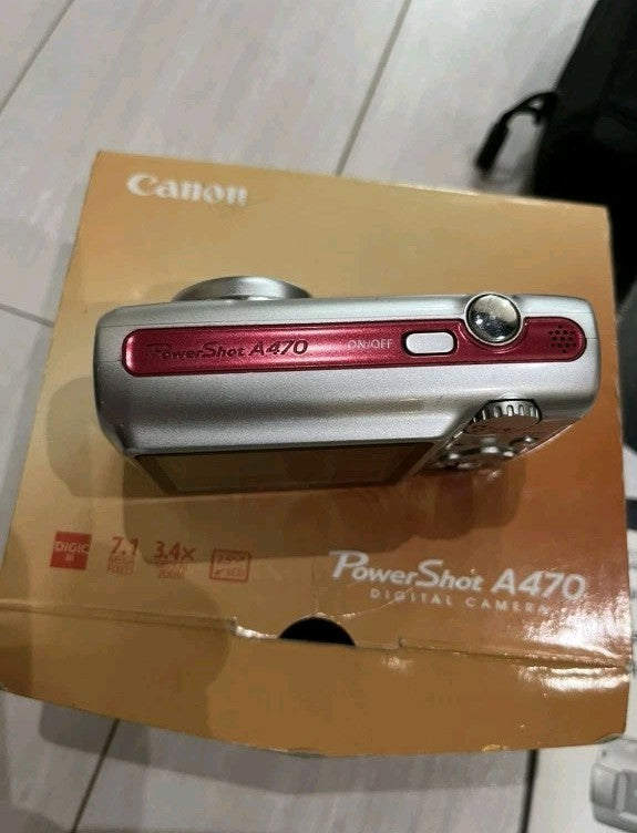 RARE Red Canon PowerShot A470 7.1MP Digital Camera - Boxed Full Set - Y2K...
