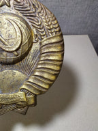Back of bronze USSR emblem plaque with stamp and two threaded holes – detail 18