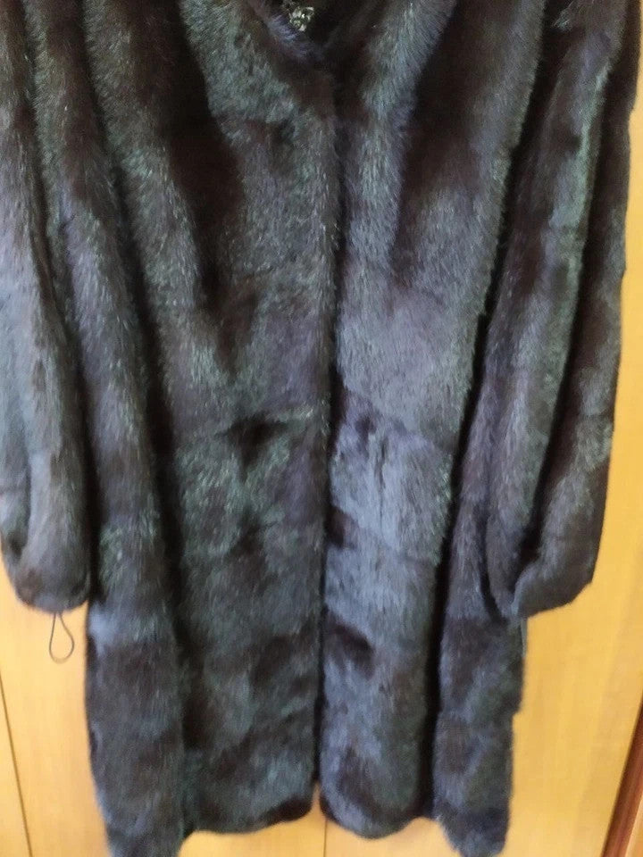 Luxury Brand SHERO Genuine Real Mink Fur Coat Jacket Black Dark Brown Size48 NEW