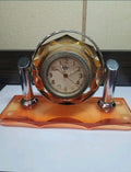 Authentic Soviet TANK CLOCK Mechanism in Vintage Acrylic Stand.USSR