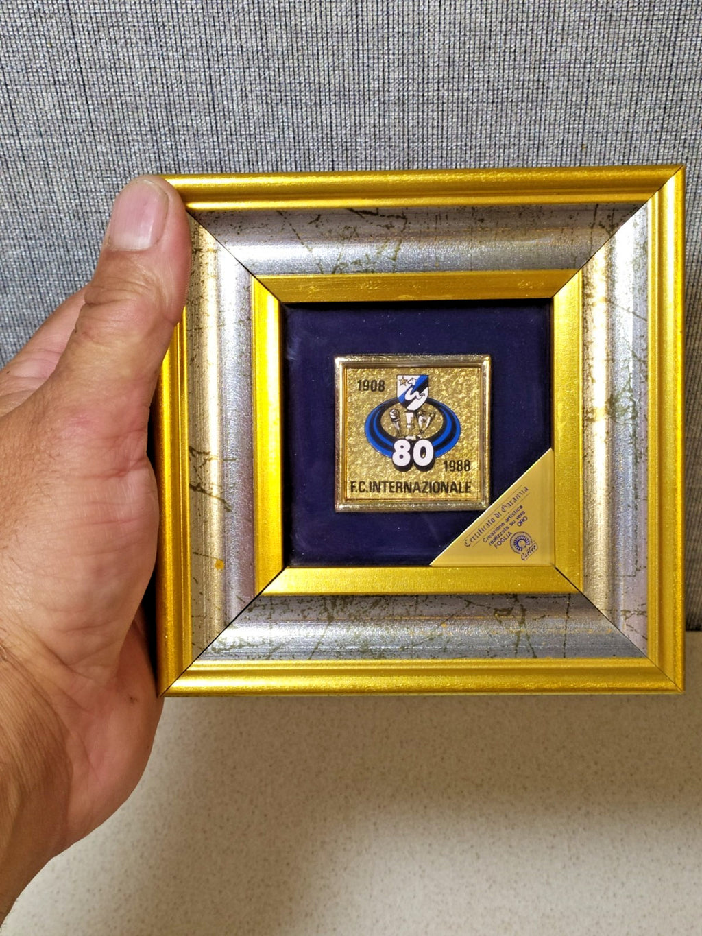 Inter Milan 1988 80th Anniversary Framed Gold Leaf Art COA Carter Italy Vintage