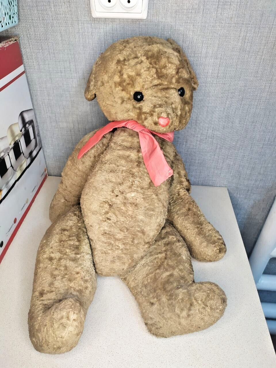 Huge 28" Vintage Soviet Teddy Bear - Rare 70cm USSR Antique Plush Toy 1950s/60s