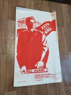 Large original Soviet poster 1986 in red and white Socialist Realist palette
