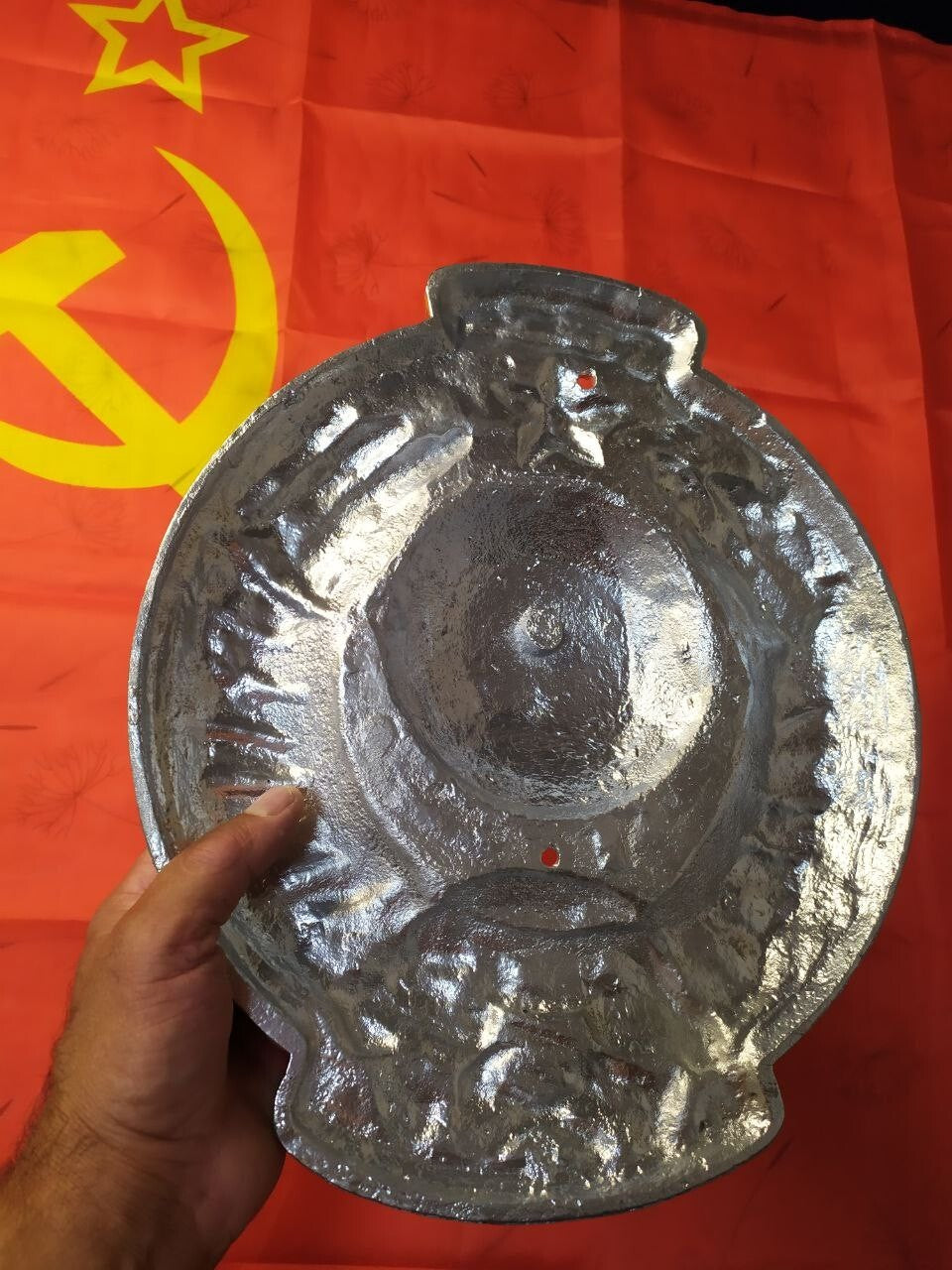 Authentic Soviet USSR Metal Wall Plaque Coat of Arms CCCP Hammer Sickle 2kg