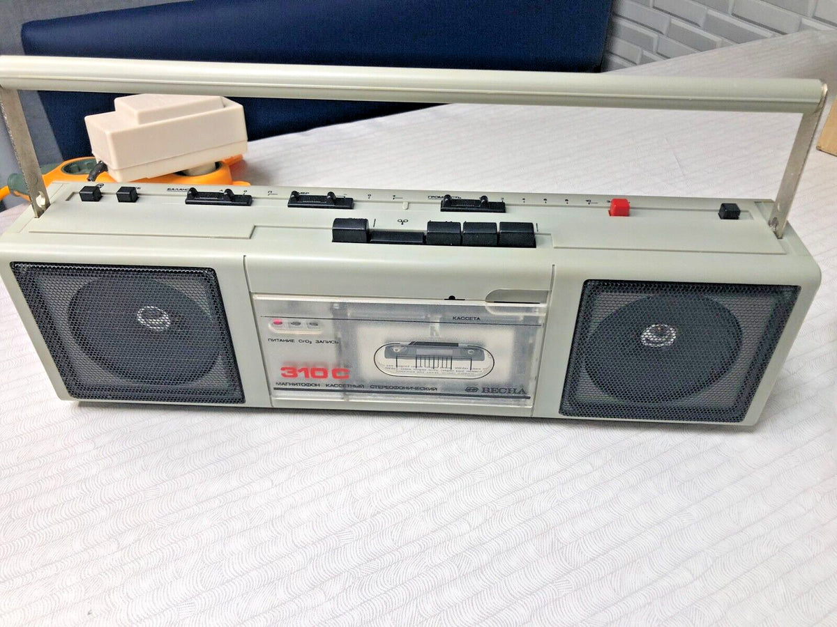 NOS Vintage Soviet Cassette Player VESNA M-310C Stereo Boombox USSR Boxed NEW