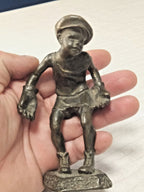 Fine casting detail on cap and goalkeeper gloves of Soviet football figurine – detail 6