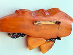 Baltic amber brooch pin back and metal setting, USSR era – detail 7