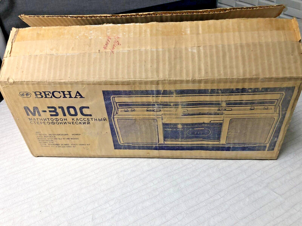 NOS Vintage Soviet Cassette Player VESNA M-310C Stereo Boombox USSR Boxed NEW