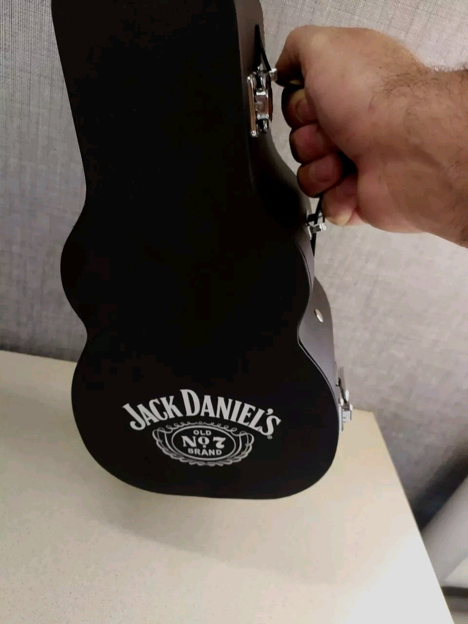 NOS Jack Daniel's Guitar Case Gift Tin Box with Metal Guitar Head Pourer Spout Rare