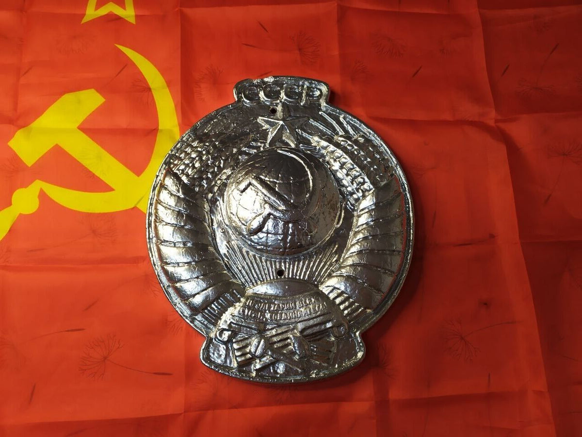 Authentic Soviet USSR Metal Wall Plaque Coat of Arms CCCP Hammer Sickle 2kg