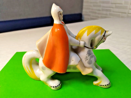 Antique USSR Porcelain Statue Bogatyr Warrior on Horse Polonne Factory Rare