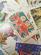 Lot of 70 vintage Soviet postcards from the 1960s to 1980s with New Year, space and folk themes