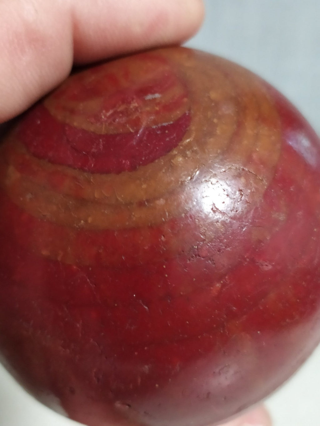 TESTED Authentic Vintage Bakelite Catalin Sphere Ball Deep Cherry Red Marbled...