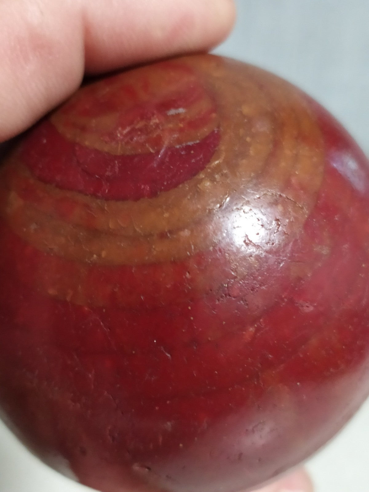 TESTED Authentic Vintage Bakelite Catalin Sphere Ball Deep Cherry Red Marbled...