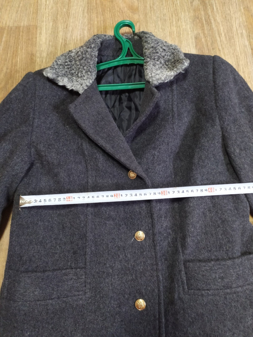 Original Ukrainian Army General Winter Coat Astrakhan Collar Wool Overcoat Size