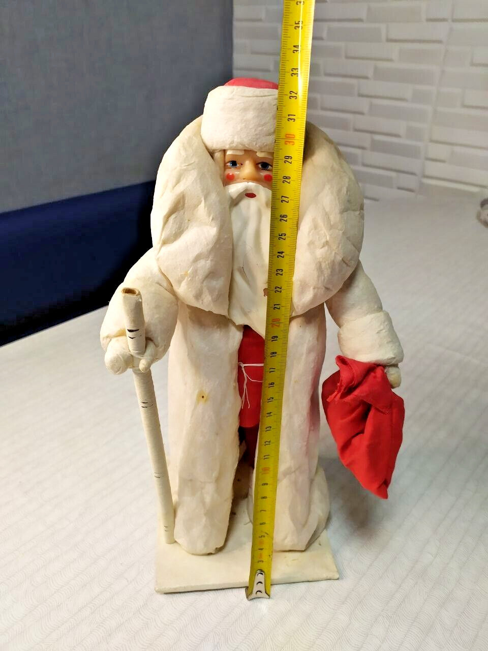 Rare USSR Christmas Toy Ded Moroz 1972 Rivne Toy Factory Ukraine Vintage Paper
