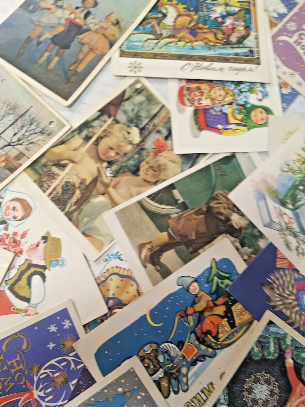 Lot of 70 Vintage Soviet Postcards 1960s-1980s USSR New Year Space Christmas Art