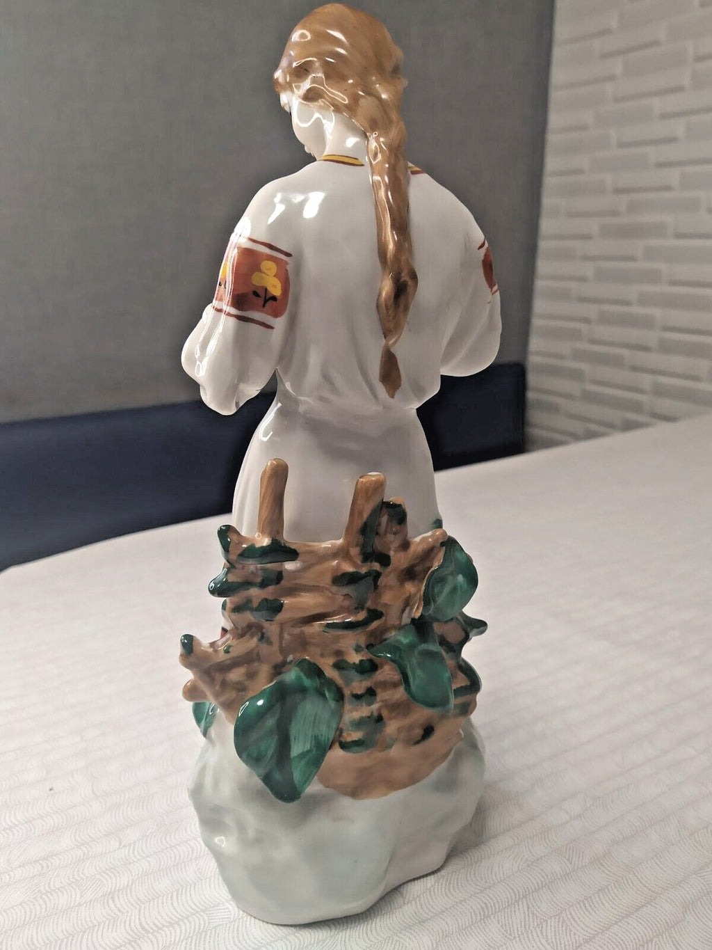 Rare Soviet Era Porcelain Statue Ukrainian Girl in Folk Costume Polonne 1960s