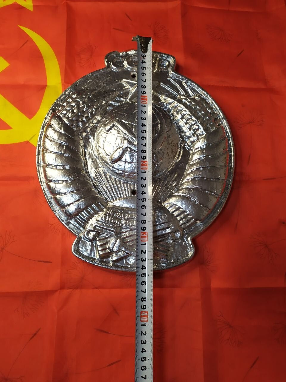 Authentic Soviet USSR Metal Wall Plaque Coat of Arms CCCP Hammer Sickle 2kg