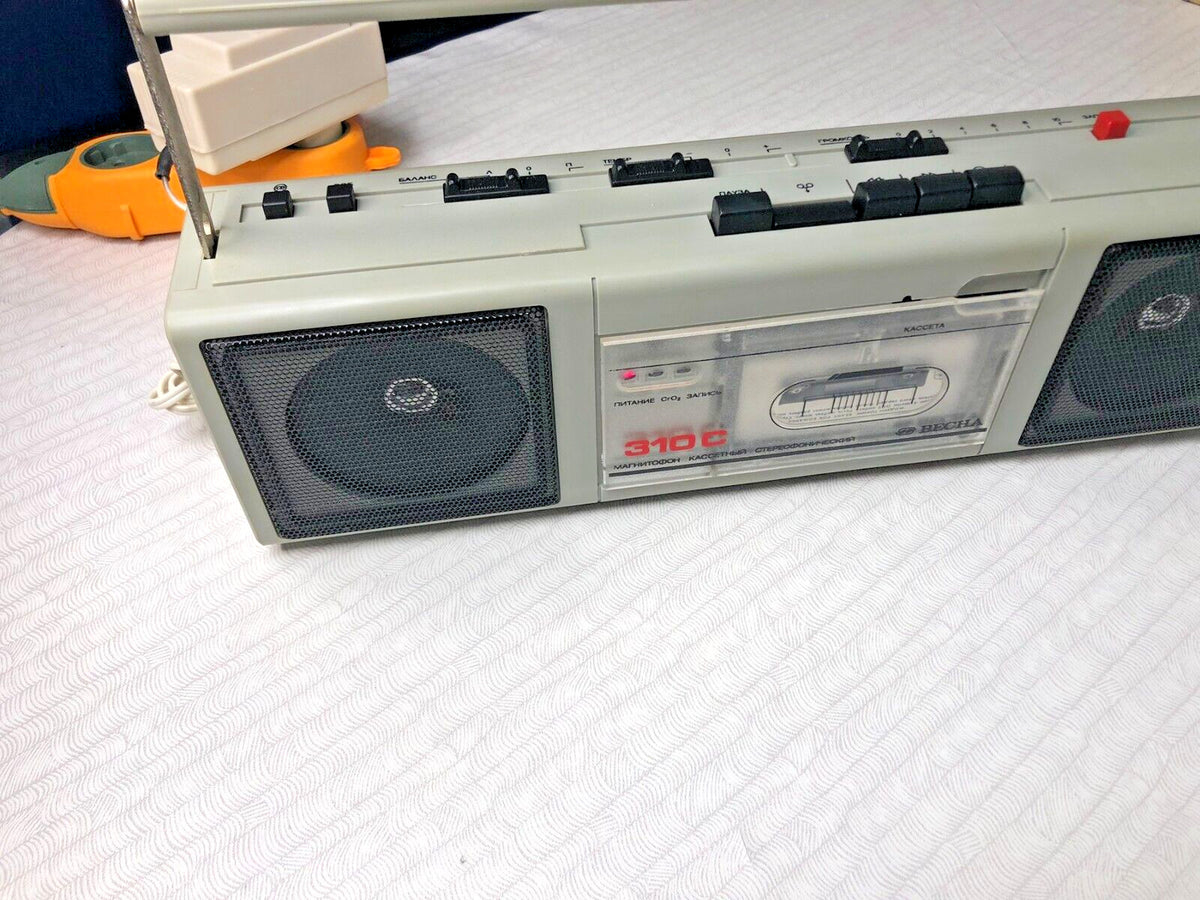 NOS Vintage Soviet Cassette Player VESNA M-310C Stereo Boombox USSR Boxed NEW