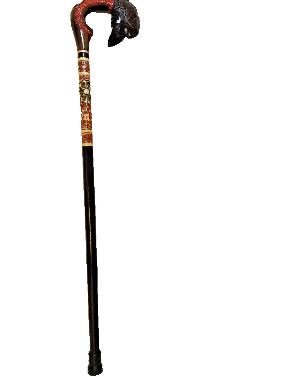 Hand Carved Wooden Walking Cane Raven Head - Unique Handmade Stick, Gift for Him