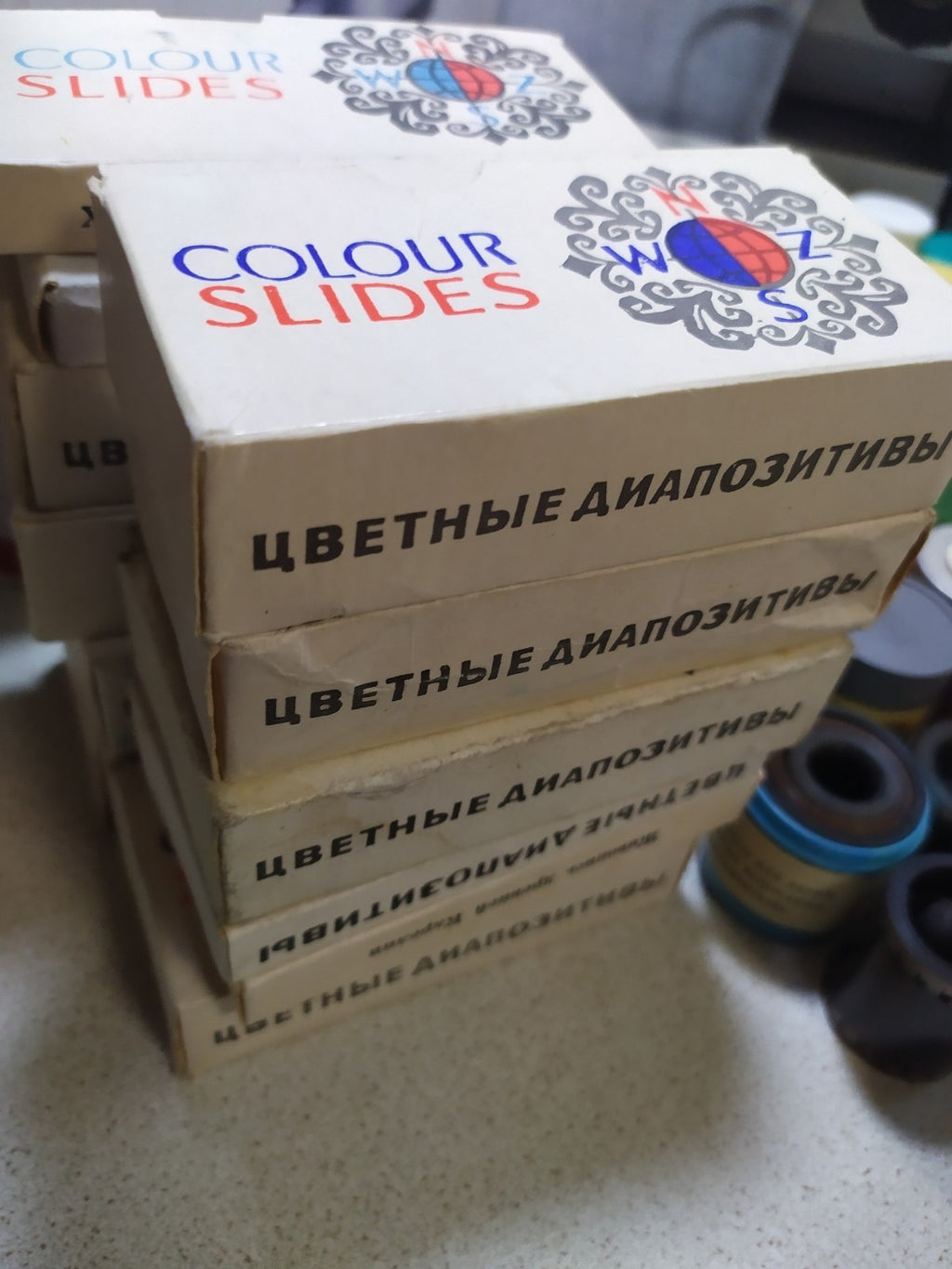 USSR Diaprojektor Etude & FED Filmscope Projector Lot 90 Filmstrips 12 Slide...