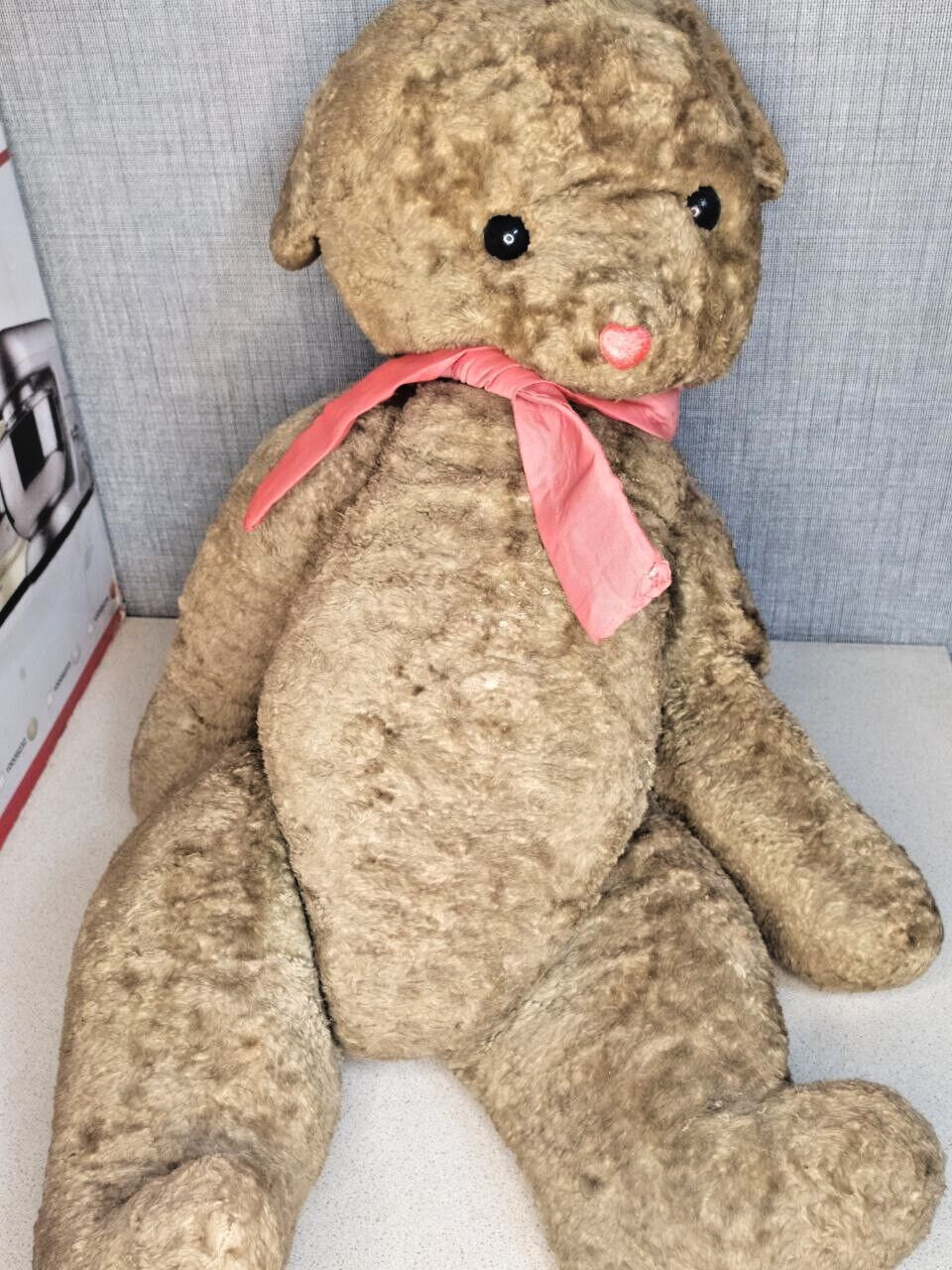 Huge 28" Vintage Soviet Teddy Bear - Rare 70cm USSR Antique Plush Toy 1950s/60s