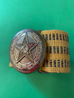 Brass buckle with five-pointed star and Hammer and Sickle on Soviet dress uniform belt