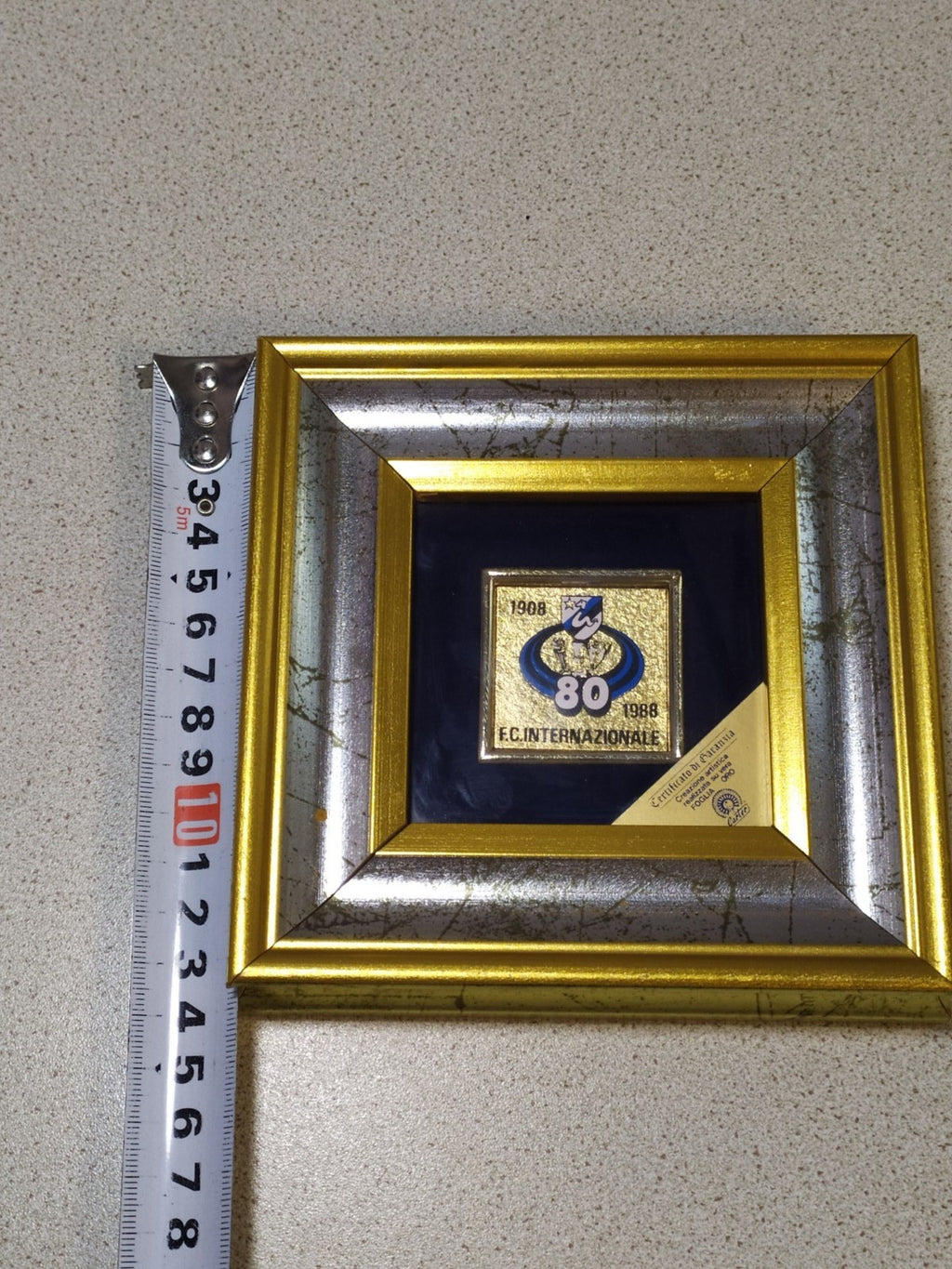 Inter Milan 1988 80th Anniversary Framed Gold Leaf Art COA Carter Italy Vintage