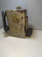 Mechanical rotary dial and Bakelite handset of Cold War wall phone – detail 6