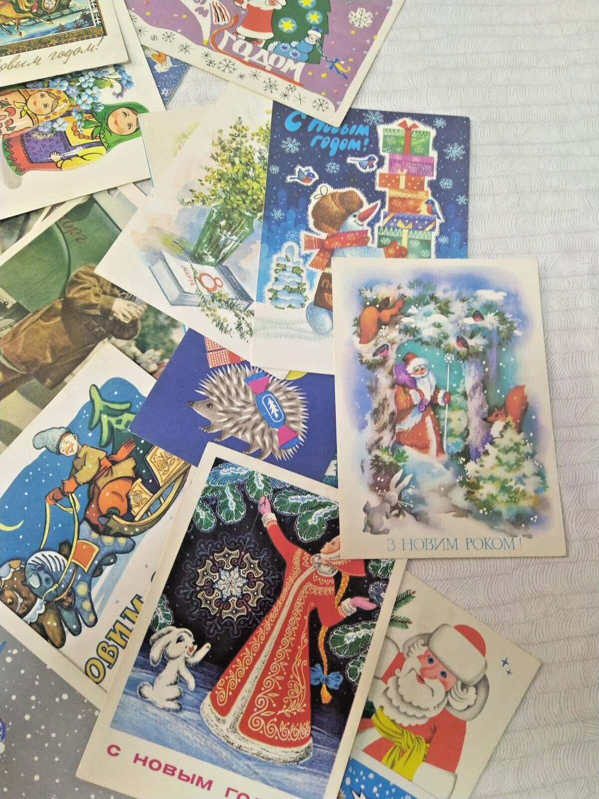 Lot of 70 Vintage Soviet Postcards 1960s-1980s USSR New Year Space Christmas Art