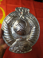 Large Soviet wall plaque showing pre-drilled mounting holes