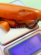 Large Soviet brooch with decorative chains and two amber pendants – detail 6