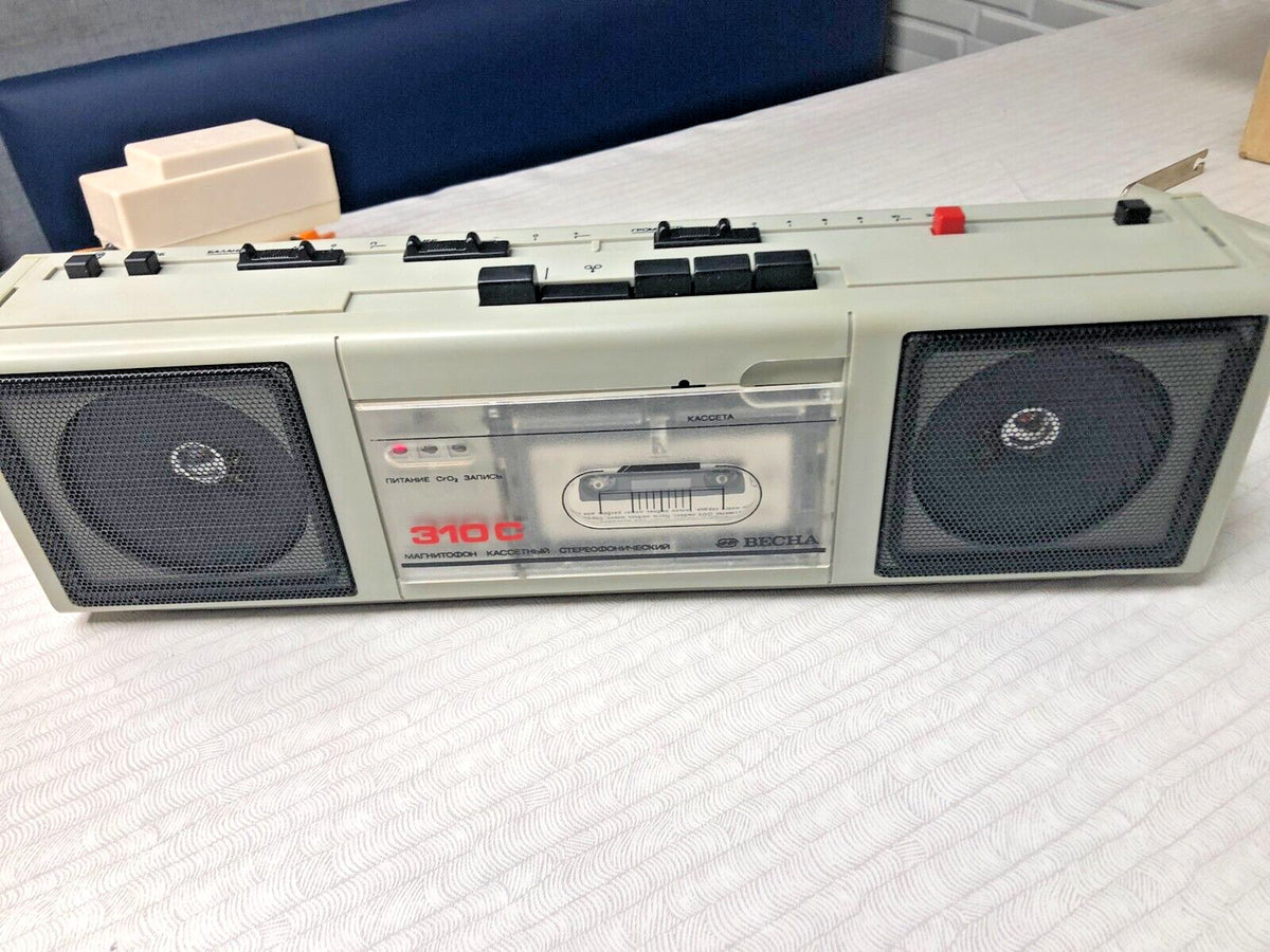NOS Vintage Soviet Cassette Player VESNA M-310C Stereo Boombox USSR Boxed NEW