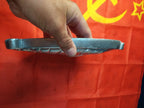 Soviet state emblem plaque with wheat ears tied with ribbons and red star – detail 8