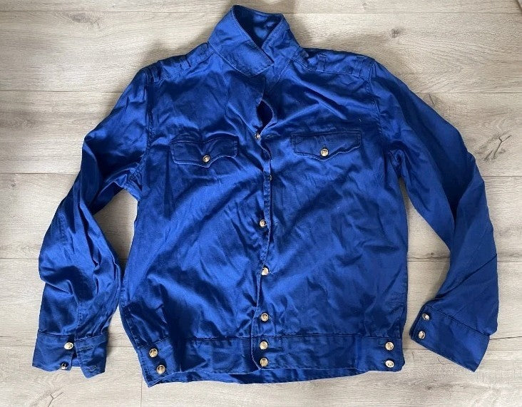 NOS Soviet Navy sailor jacket in royal blue with double chest pockets and anchor buttons