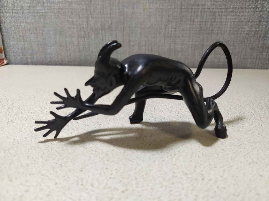 Antique Kasli Cast Iron Figurine "Devil" Mephistopheles Russian Art Casting