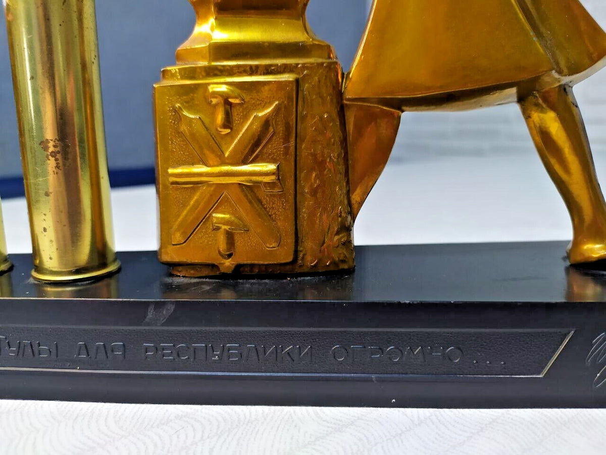 Rare Vintage Soviet Desktop Composition: "Let Us Beat Swords into Plowshares"