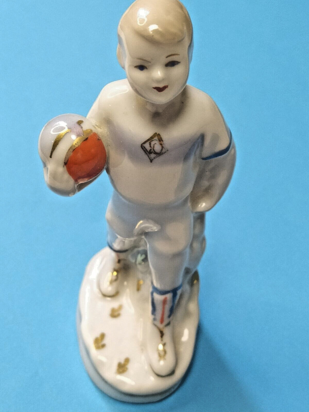 Rare Soviet Porcelain Figurine"Young Footballer"Dynamo Team Polonne ZHK 1950-60s