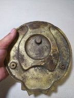 Back of bronze USSR emblem plaque with stamp and two threaded holes – detail 15