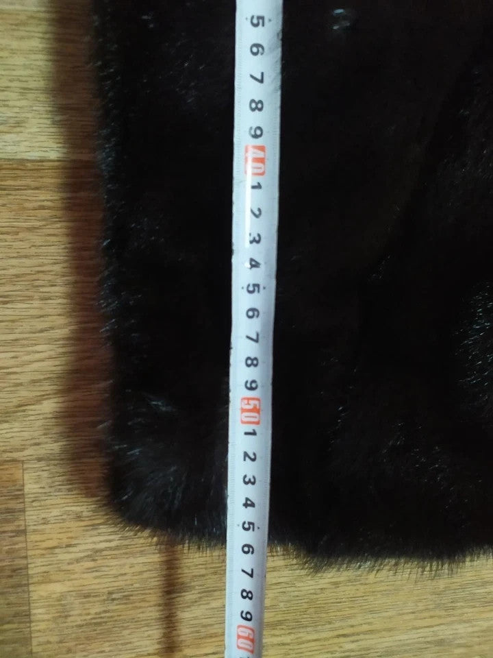 Luxury Brand SHERO Genuine Real Mink Fur Coat Jacket Black Dark Brown Size48 NEW