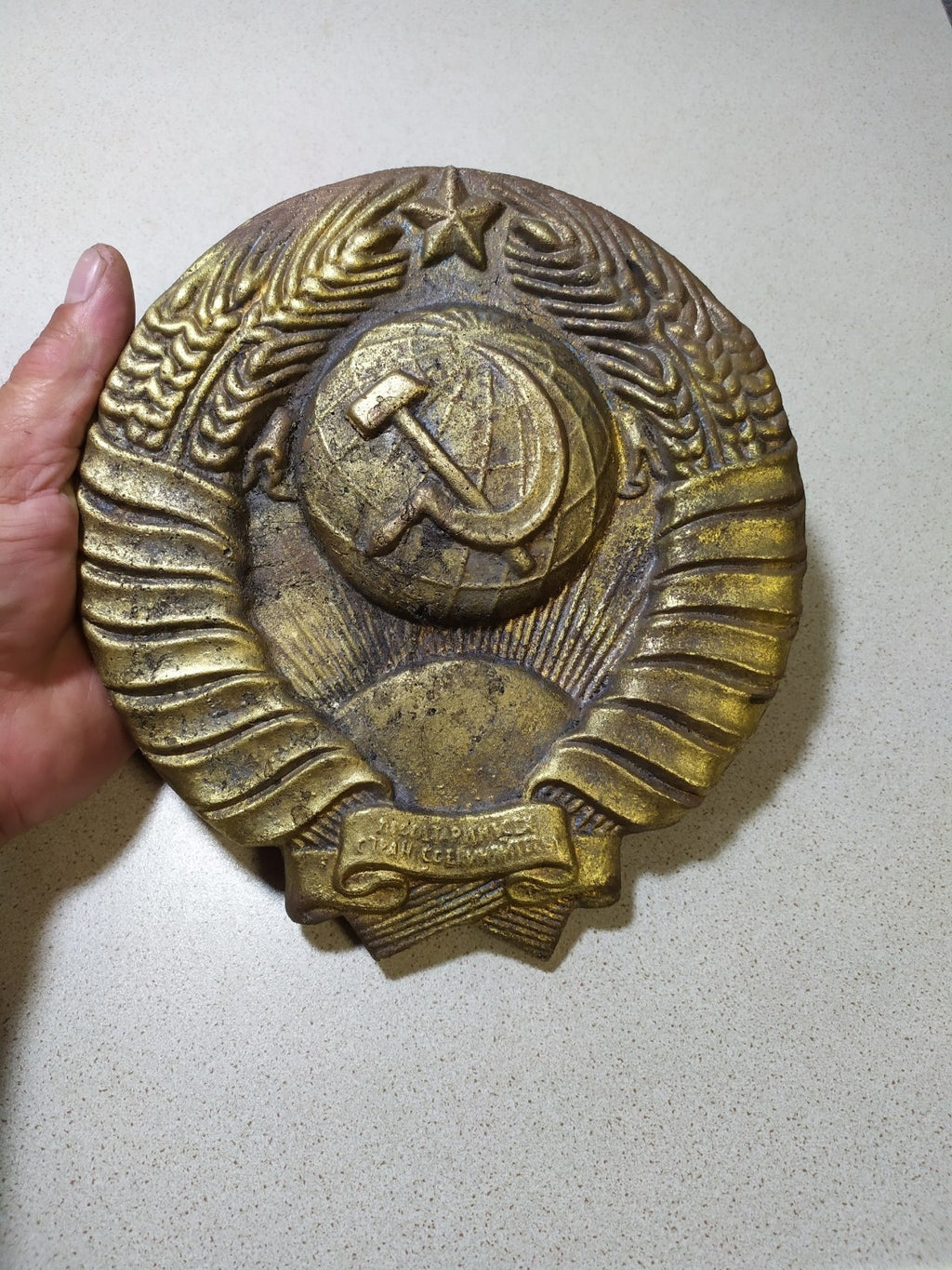 Authentic Heavy Bronze USSR State Emblem – Vintage Soviet Coat of Arms