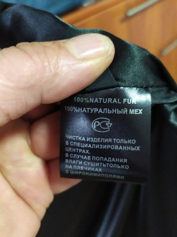 Luxury Brand SHERO Genuine Real Mink Fur Coat Jacket Black Dark Brown Size48 NEW