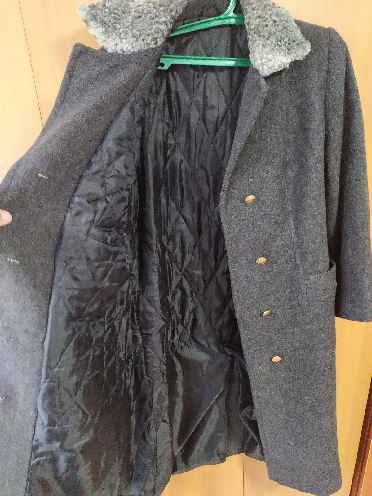 Original Ukrainian Army General Winter Coat Astrakhan Collar Wool Overcoat Size