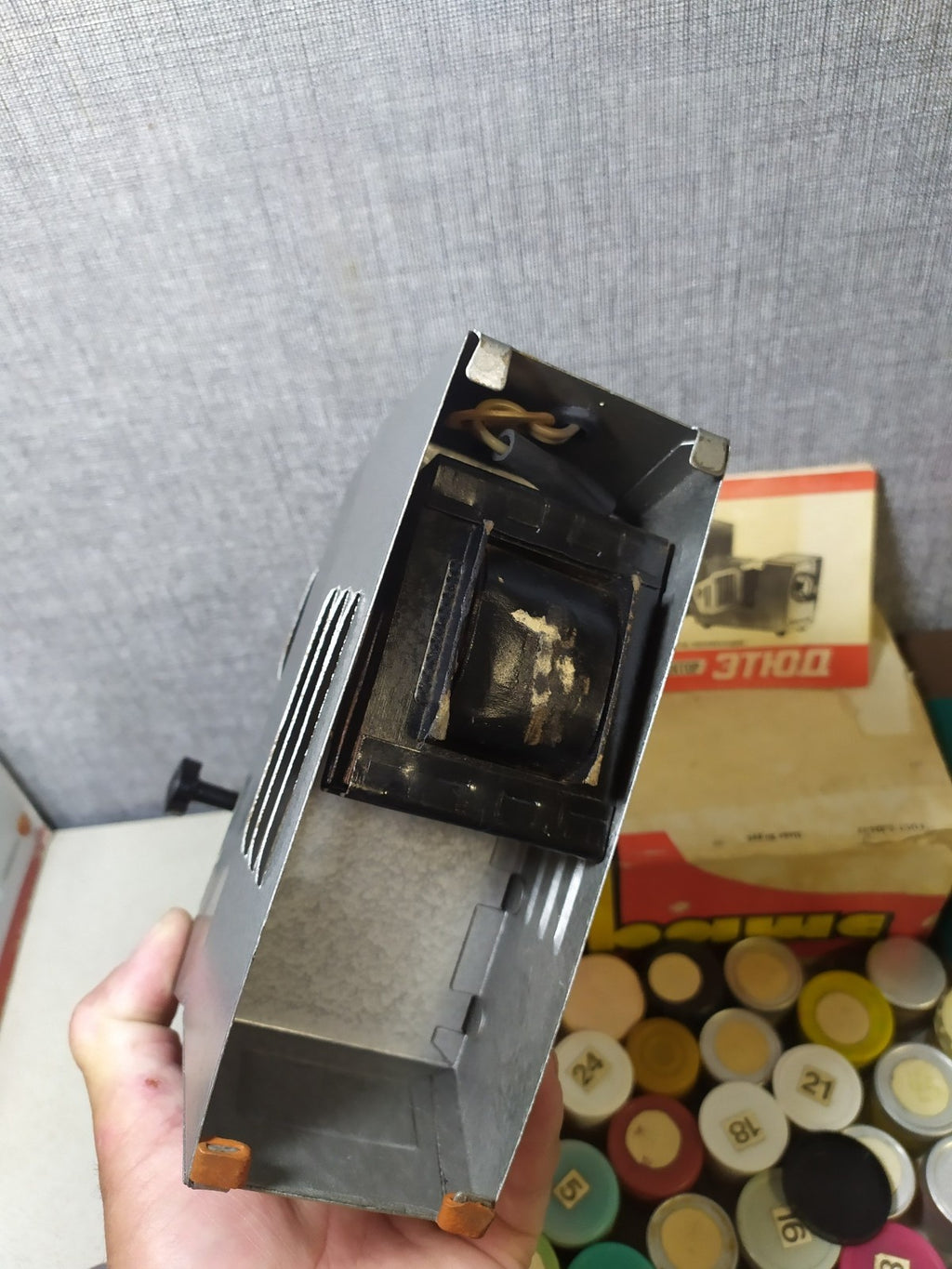 USSR Diaprojektor Etude & FED Filmscope Projector Lot 90 Filmstrips 12 Slide...
