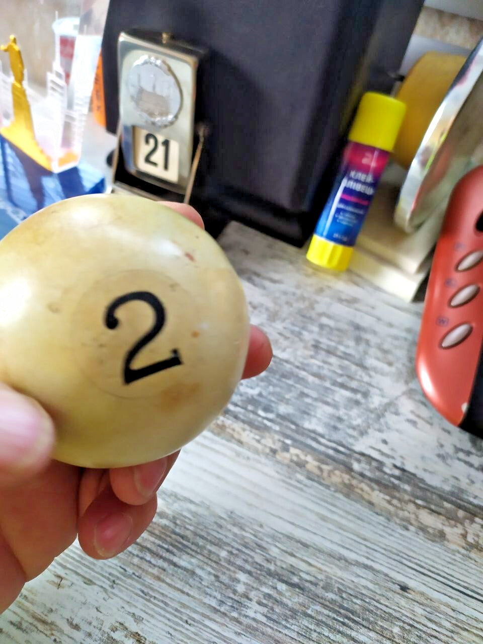 Rare Vintage USSR Billiard Ball Number 2 Soviet Russian Pyramid 67mm 366g